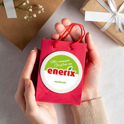 Etikett für Werbegeschenke